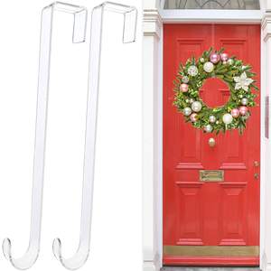 Wreath Hangers for Front Door,12" Clear Wreath Door Hanger,2 Pack Wreath Hanger Non…