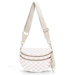 Checkered Crossbody Bum Bags for Women Nylon Checkered Purse Checkerboard Fanny Pack
