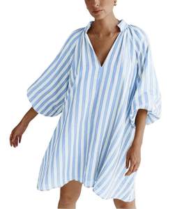 CHARTOU Women Summer Striped Beach Vacation Mini Dress 3/4 Sleeve Boho Chic Outfits Tunic…