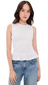 PISTOLA Women's Phoebe Smocked Tank Small Le Blanc