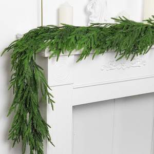 Watayo 6 Ft Christmas Norfolk Pine Garland, Dense Real Touch Pine Garland Ornament…