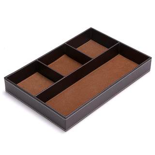 BTSKY 4 slots Desk Drawer Organizer, PU Leather Drawer Storage Organizer Divider for…