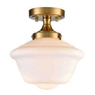 SAMTEEN Gold Semi Flush Mount Ceiling Light Modern Schoolhouse Ceiling Light Fixture Milk…