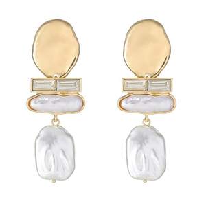 Statement Pearl Dangle Earrings,Gold and Large Pearl,Luxury Chandelier Organic Style…