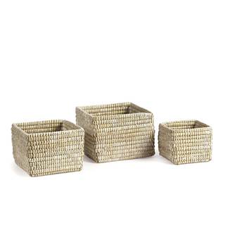 Napa Home & Garden Rivergrass Mini Square Baskets, Set Of 3 White 11.5 x 11.5 x 8