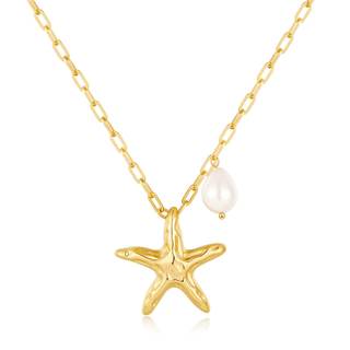 YUJIE Starfish Necklace for Women Shell Pearl Charm Necklace Gold Plated Ocean Pendant…