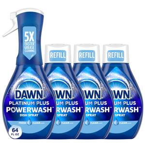 Dawn Powerwash Spray, Dish Soap, Dishwashing Liquid, Fresh, 1 Starter Kit + 3 Refills…