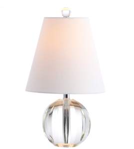 JONATHAN Y Goddard 16" Crystal Ball Orb Metal LED Table Lamp, Clear | Modern Bedside…
