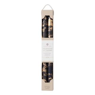 Northern Lights Candles - Premium Decorative Tapers - 12" 2PK - Graphite w/Gold - 73309