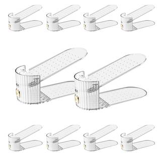 Adjustable Shoe Slot Organizer for Closet Space Saver(10-Pack) Clear 10 Pack