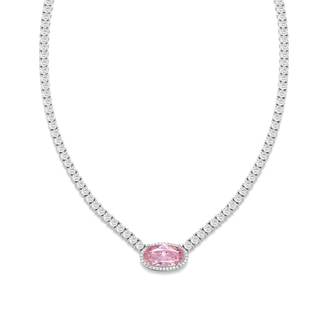 BREN Pendant Tennis Necklace for Women Men, 3mm 4 Prong 18K White/Yellow Gold Plated…