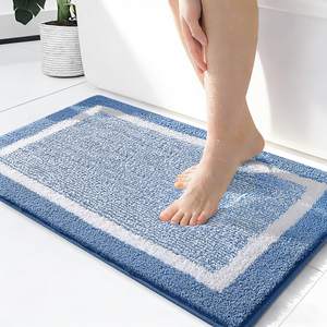 OLANLY Small Bathroom Rugs 24x16, Soft Absorbent Microfiber Bath Rugs, Blue | Non-Slip…
