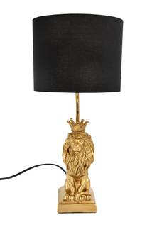 Lion Shaped Table Lamp with Black Shade Gold Lion