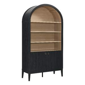 Modway Nolan Tall Arched Storage Display Cabinet in Black - 74 Inch Arch Bookshelf with…