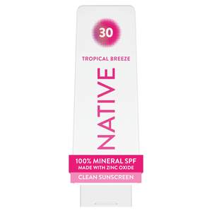 Native Mineral Sunscreen Lotion SPF 30, Tropical Breeze Scent, with 100% Mineral Zinc…