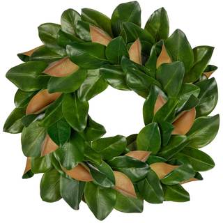 Briful 23'' Artificial Magnolia Wreath for Front Door Silk Greenery Wreath Faux Magnolia…