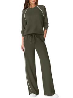 Sampeel Women 2 Piece Lounge Sets Sweatsuit Fall Outfits Matching Wide Leg pants Set…
