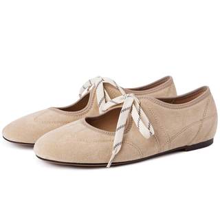 Lace Up Ballet Flats for Women Mary Jane Shoes | Round Toe, Faux Suede, Slip On, Low…