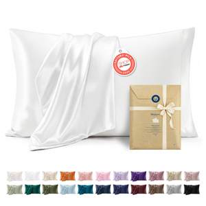 Bedsure Satin Pillowcases Queen Set of 2, Similar to Silk Pillow Case White | Reduces…