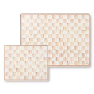 MACKENZIE-CHILDS Cutting Boards Set, Brown-and-White Mocha Check | Decorative cutting…