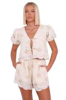 Petal & Pup Women's Khylani-short-set-cream Small Cream