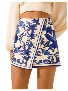 MakeMeChic Women's Floral Wrap Skirt Vacation High Waist Wide Leg Boho Shorts Skorts…