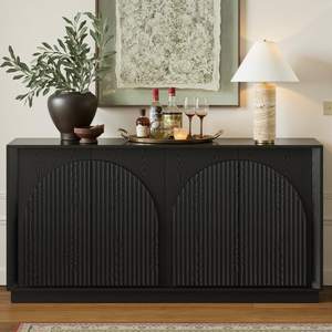 win2win 65" Sideboard Buffet Cabinet with Storage, Modular Credenza, Black | Modern…