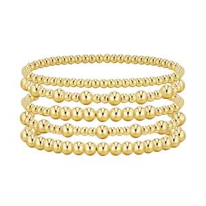 adoyi Gold Bracelets for Women Beaded Bracelet 14K Gold Plated Bracelet Stack Strand…