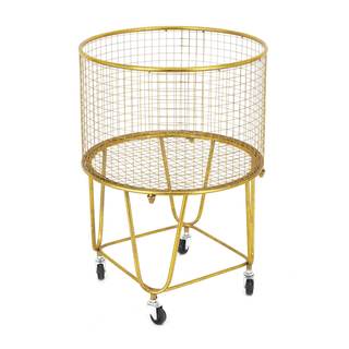 Deco 79 Metal Storage Cart with Wheels 18" x 18" x 24", Satin Gold | Easy laundry…