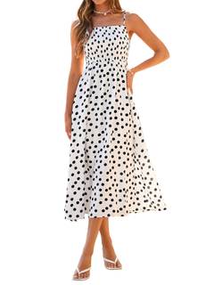Simplee Womens Spaghetti Strap Maxi Dress Summer Casual Boho Smocked Flowy Long Sundress…