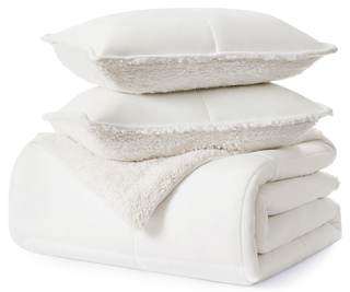 UGG King/California King Size Comforter Set, White | 2 Pillow Shams, Warm Thick Bedding…