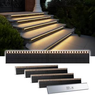 SHONELIGHTING Solar Step Lights Outside, 33 Focused LEDs, Stair Light, 6PK | Downward…