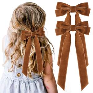 2PCS Velvet Hair Bows Brown Hair Ribbon Clips Big Fall Alligator Clips Hair Accessories…