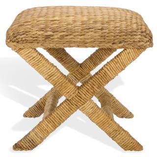 SAFAVIEH Couture Collection - Caprianna Natural Woven Water Hyacinth Stool, Rustic…