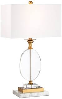 Valerie 28" Tall Table Lamp Crystal White Gold Modern with Marble Riser | Clear Glass…