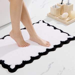ORTIGIA Cute Scalloped Bathroom Rugs Non Slip Washable, Quick Dry Absorbent Plush…