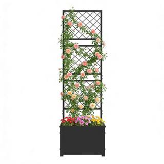 aboxoo 52" Metal Planter Box with Privacy Screen Trellis Raised Bed | Outdoor raised…