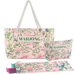 Empty Mahjong Bags Set for Tiles and Racks 24x13 Inch American Mah jong Carrying Bag Tote…