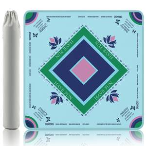 Mahjong Mat with Lotus & Butterfly Artwork - 32.4x32.4 Inch Hand-Painted Style Rubber…