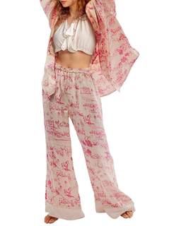 Yimoon Satin Pajama Set for Women Silk Pajamas Set 2 Piece Floral Cute Pj Set Long Sleeve…