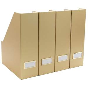 BLU MONACO | Gold Cardboard Magazine File Holder Set of 4 | Vertical Magazine File Holder…