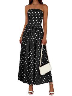 Wenrine Womens Strapless Maxi Dress Summer Polka Dot Long Tube Dresses | Polkadot, Tube…