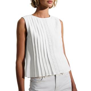 Womens Pleated Crop Tank Tops Summer Sleeveless Crew Neck Blouse Loose Fit Trendy Y2K…