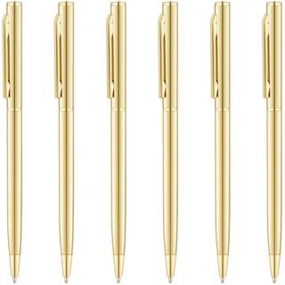 Unibene 6 Pack Gold Slim Ballpoint Pens Black ink Medium Point(1 mm), Nice Gift for…