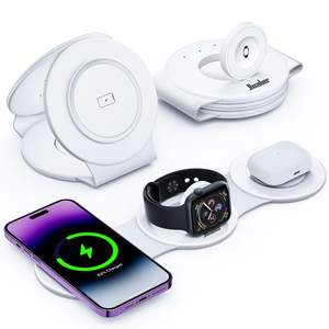 Hicober 3 in 1 Wireless Charging Station for iPhone 15, Magnetic Foldable Travel Charger…