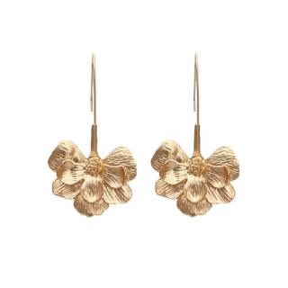 Gold Flower Dangle Earrings for Women, Women’s Cute Hawaiian Flower Petal Bohemian Drop…