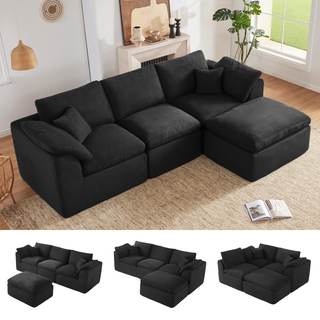 112" Cloud Sectional Couch, Boneless Couches for Living Room, L Shaped Couch with…
