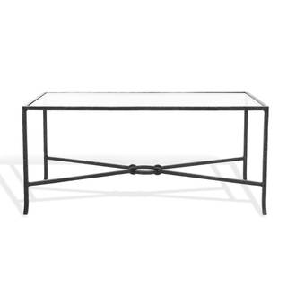 SAFAVIEH Couture Collection Tauri Black Metal Glass Top Rectangle Coffee Table (Fully…