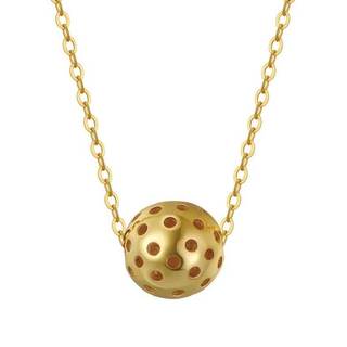 Pickleball Ball Pendant with Gold Plated Sterling Silver Chain- 18k Gold Necklace for…