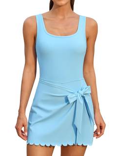 ATTRACO Tennis Dress for Women Sleeveless Side Slit Workout Romper Dresses | Built in…